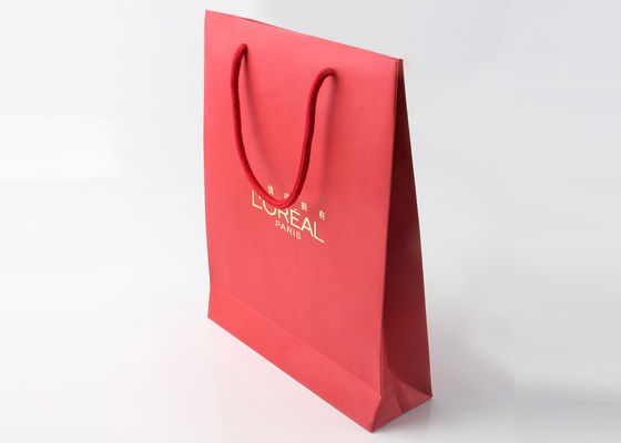 L'emballage de estampillage chaud de cadeau de feuille d'or met en sac les poignées multi de corde de coton de couleur