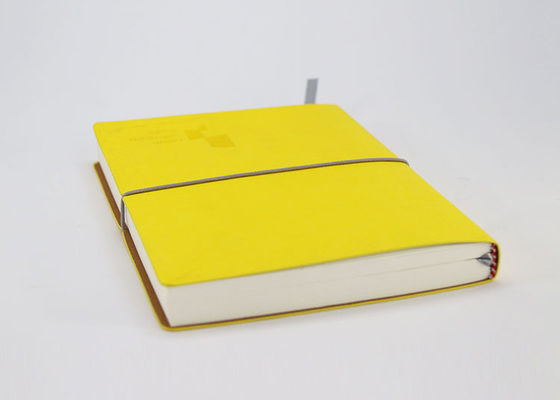 Papier excentré de carnet de papier jaune citron élastique de couverture pour la note d'affaires