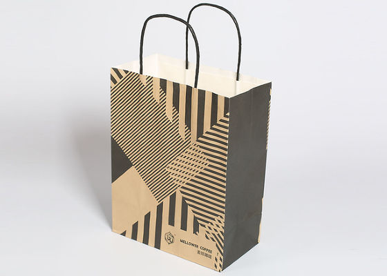 Les sacs à provisions réutilisables de Papier d'emballage, façonnent les sacs en papier rayés avec des poignées