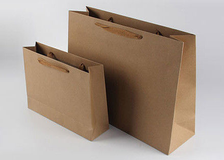 Sacs en papier en vrac rectangulaires adaptés aux besoins du client, sacs à provisions simples de Papier d'emballage avec des poignées