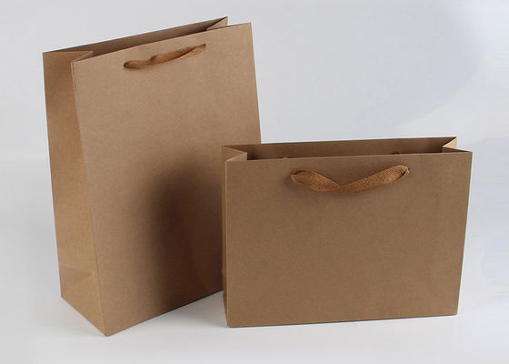 Sacs en papier en vrac rectangulaires adaptés aux besoins du client, sacs à provisions simples de Papier d'emballage avec des poignées